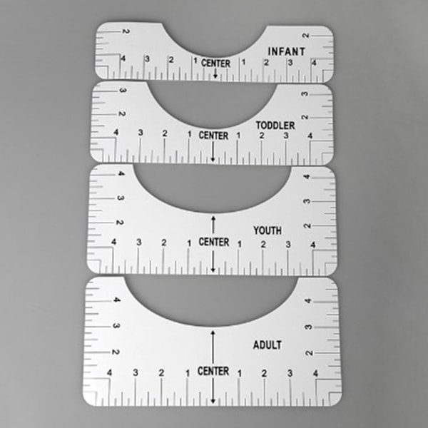 T-shirt linjal flexibel lätt bärbar PVC rund hals guide justeringsverktyg för vuxna tonåringar småbarn 4 st