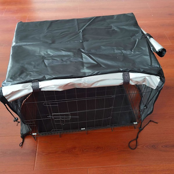 Koiran lemmikkipeitepussi Oxford-kangasta vedenpitävä tuulenpitävä häkin suojus sisä- ja ulkokäyttöön ZD HU musta 109 x 74 x 76 cm