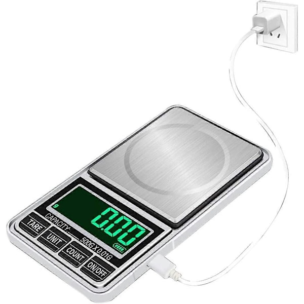 Digital Fickvåg Portabel, Lättviktig Professionell Multifunktionell Minivåg med Bakgrundsbelyst LCD-Display med Förvaringspåse (Grå) - Grå, 100-0.0