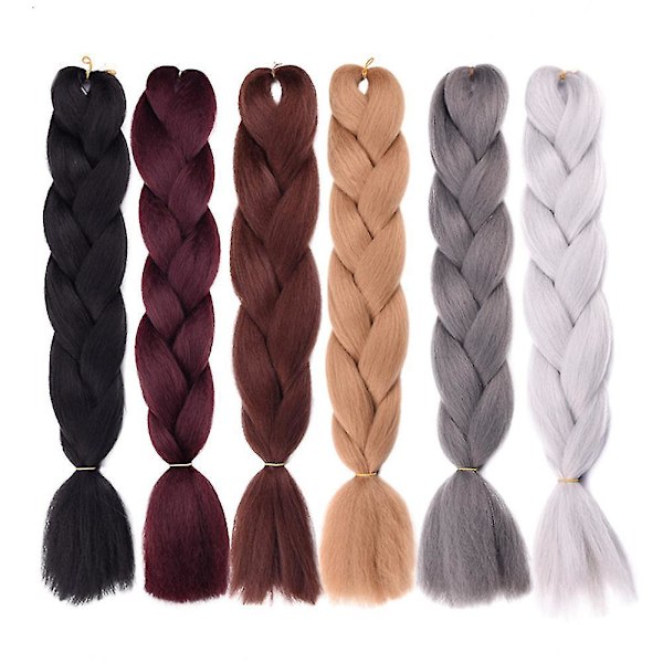 Jumbo Crochet Braiding Ombre Syntetisk Kanekalon Hår Extensions för Kvinnor Silvergrå