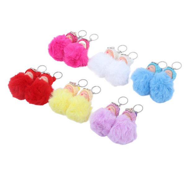 12 st Sovande Baby Hänge Nyckelring Plysch Fluffig Söta Emulational Dockor för Handväska Plånbok NR.892-17