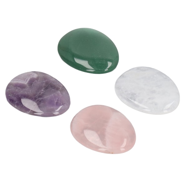 4 stk bekymringssteiner rosa lilla grønn hvit naturlig materiale angstlindring tommelsteiner for trykkangstmassasje