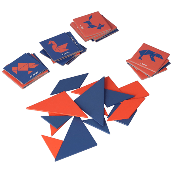 14 stk. Tangram til børn - Stimulerer potentiale, øver hånd-øje-koordination og logisk tænkning - Små, lette DIY-tangram i lyse farver til elever - Lommetangram