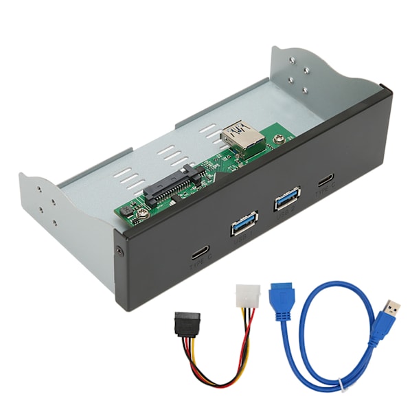 USB-frontpanelhubb 10 Gbit/s 2 USB A 2 USB C USB 3.1 Gen 2 4 portar Högpresterande 5,25 tum frontpanelhubb för OS X PC