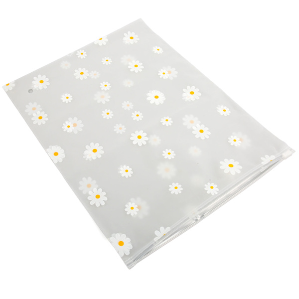 30 st Frostade plastpåsar med dragkedja Daisy Pattern Återanvändbara lätta bärbara skjortor förpackningspåsar för kläder