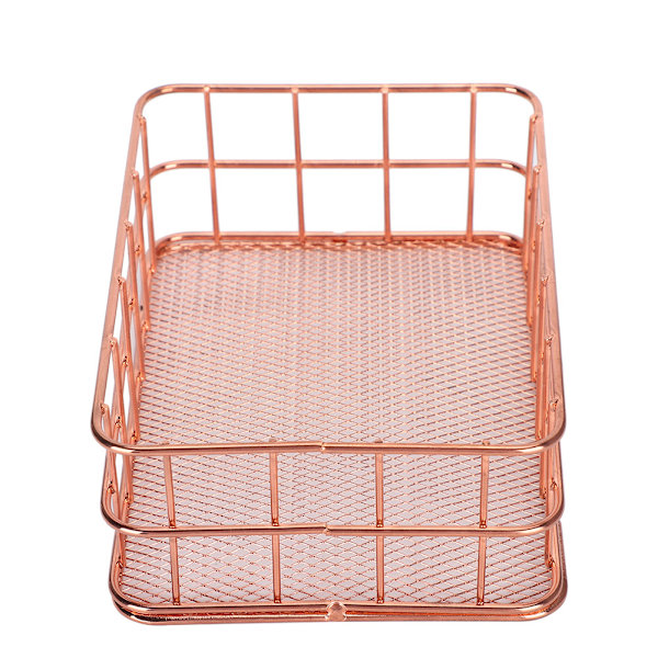 Skrivebords oppbevaringskurv Rose Gold Metallnett Frukt Klær Bord Organisering Oppbevaring
