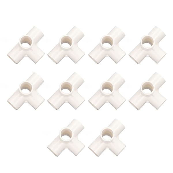 10 stk. PVC-rørfitting 20 mm 5-vejs retvinklet 3-dimensionel albue-rørforbindelse til møbler hvid