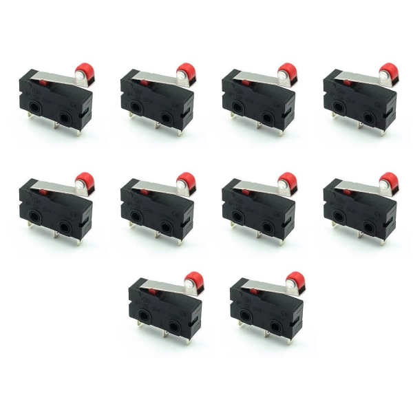 10 st Limit Switch Normalt Öppen Stäng Gränslägesbrytare 3 Stift Terminaler med Rulle