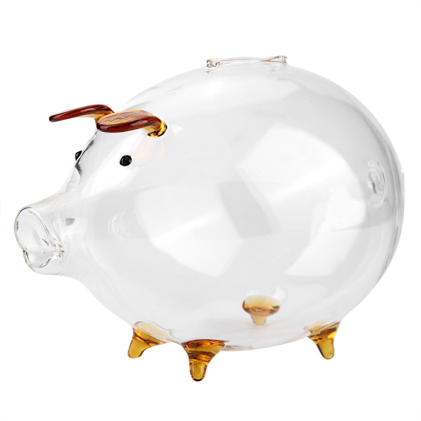 Transparent Glas Pig Mynt Saver Bank Piggy Pengar Sparlåda Barn Present