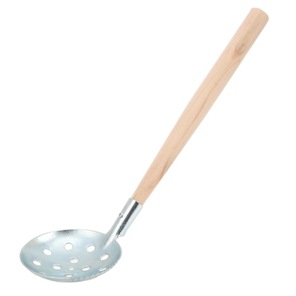 Serrated Wooden Handle Ice Fishing Spoon Galvanized Steel Ice Fishing Skimmer Colander 34cm/13.4in Long