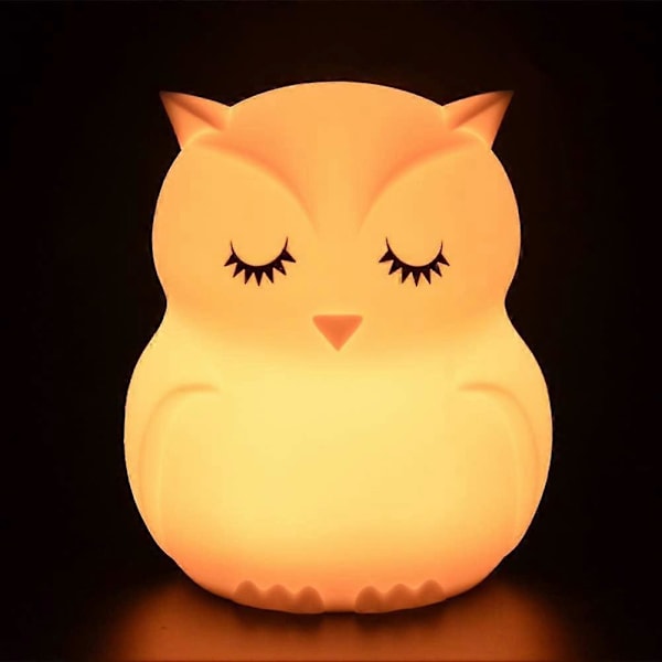 Farverig Børne Natlampe, Touch Lys LED Natlampe, 9 Farver USB Genopladelig Lampe, Silikone