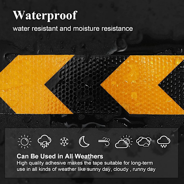 Vandtæt reflekstape - 10cm x 5cm - Sort - Køretøjer, trailere, både, lastbiler