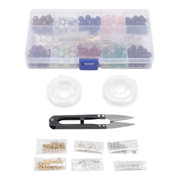 240 stk Lava Rock Stone Beads Kit 10 Styles Multicolors 8 mm Diameter til DIY armbånd smykker fremstilling