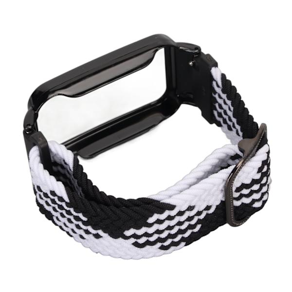 Stretch nylon flätat watch med skyddande stötfångare Case Passar för Mi Band 7 Pro Svart vitt och svart case