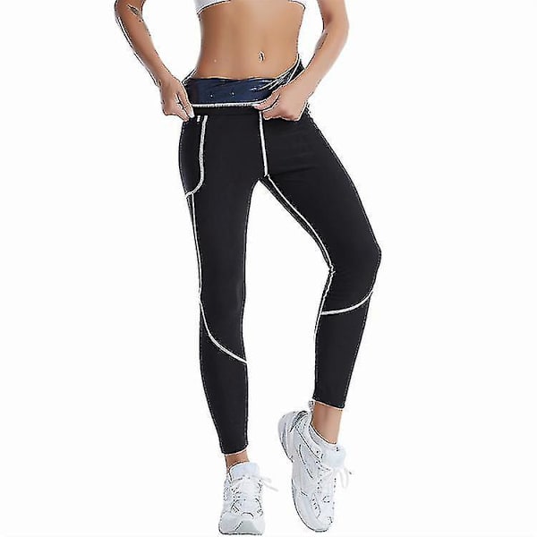 Slankende Sauna Sveddragter til Kvinder - Taljetræner Body Shaper Jakke S Bukser Sort Blå
