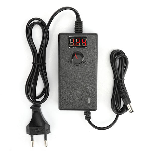 Justerbar 3-12V 3A hastighedskontrol spændingsreguleret strømforsyning adapter oplader med display skærm 100-240VEU stik