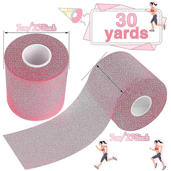 Hurtig levering! 3 stk. Athletic Pre-wrap Tape til sport - 2,75 tommer x 30 yards pink