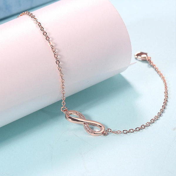 Sterling Silver Kuutiosirkonilla Varustetut Ikuisuuden Rakkausrannekkeet Naisille - 2 Kpl Setti (Kulta + Hopea)
