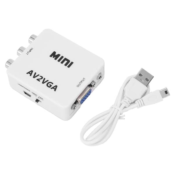 HD 1080P Mini Video Converter AV til VGA Datamaskin til TV Videoadapter med datakabel