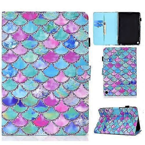 Målat Mönster Tpu Horisontellt Flip Läder Skyddsfodral För Kindle Fire Hd 8 2020 Zekai Färg Fiskskalor