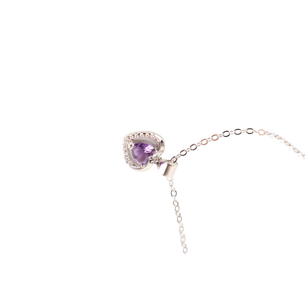 Halsband med hjärta, 45 cm långt, i tutenag, elegant stil, utsökt design, damhalsband för resor, fester, födelsedagar