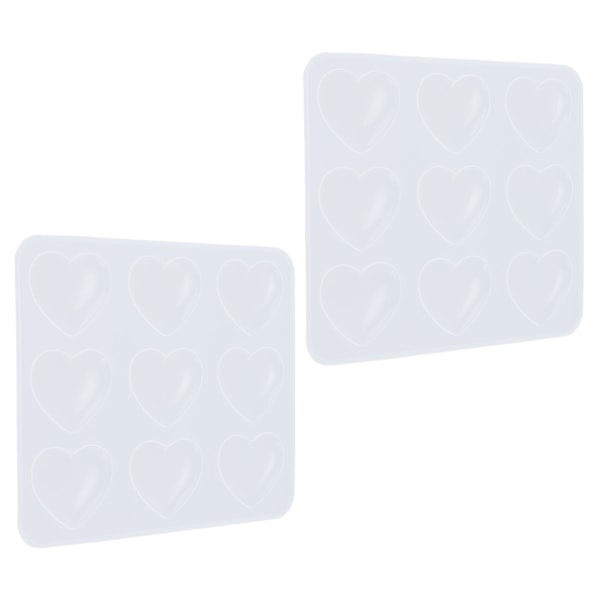 2 stk. silikoneforme 9 hulrum hjerteformede epoxyharpiks dråbelim DIY-dekorationsskimmel