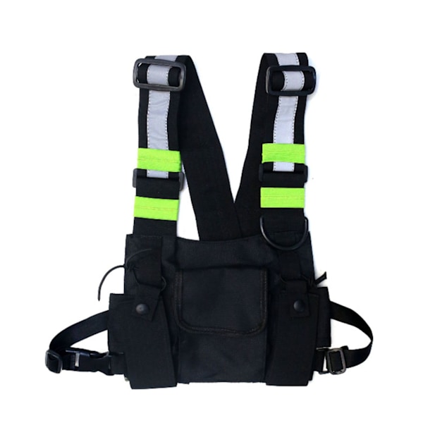 Vest Bag Multi Pocket Reflective Functional Vest Chest Bag Men Women Hip Hop Streetwear Waist Pack Black