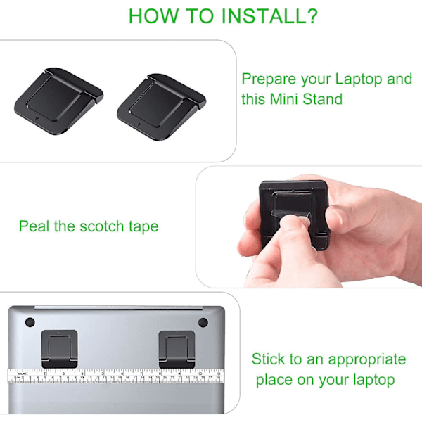 Mini bærbar PC-stativ - Svart, passer til de fleste bærbare PC-er og tastaturer (2 stk.)