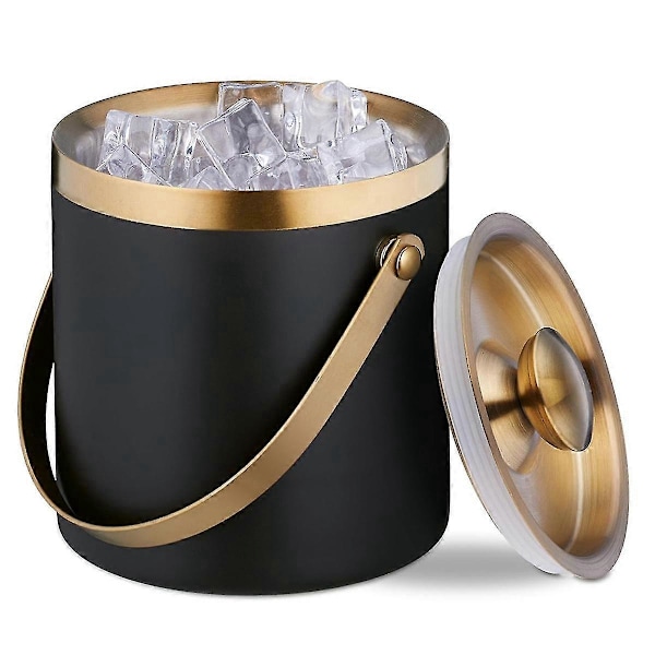 Isspand, Rustfrit Stål, Dobbeltvægget, Isspand med Låg & Håndtag, 2 L, Isterningespand