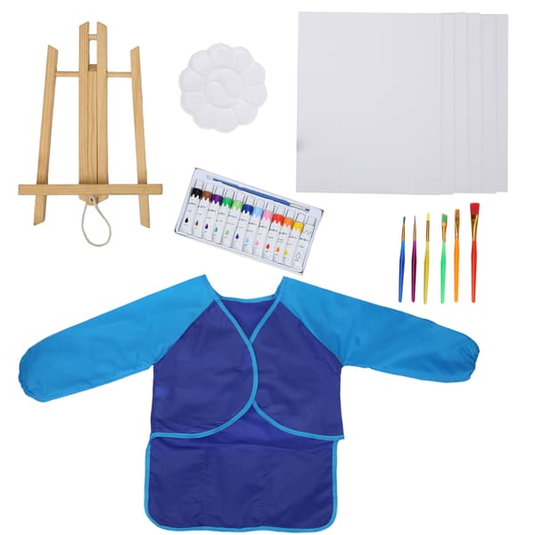 DIY Akrylfärgset Barn Pedagogiska Penslar Målarrock Barn Konst Målarset Blå