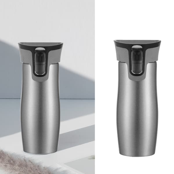 450ML Dubbellager Rostfritt Stål Isolerad Vattenkopp 1 Klick Drick Vakuumisolerad Flaska Silver