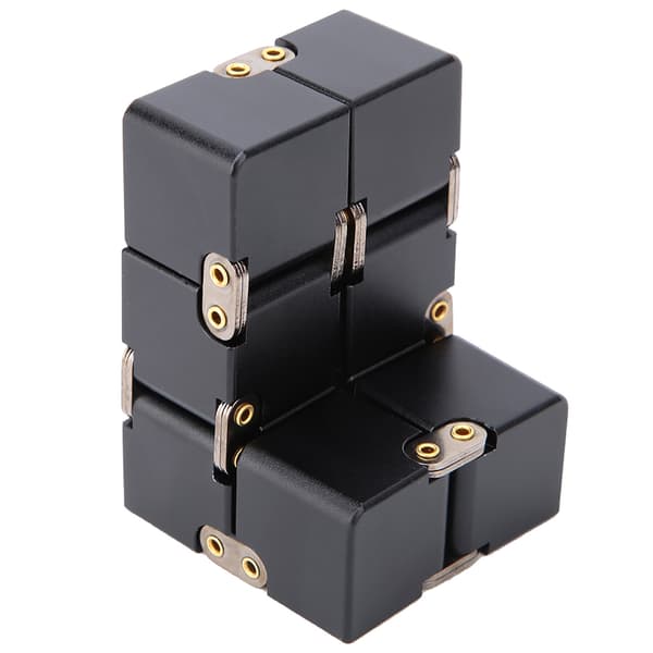 Håndholdt Fidget Legetøj i Aluminiumslegering Infinity Desk Magic Cube Stressaflastende Legetøj Sort
