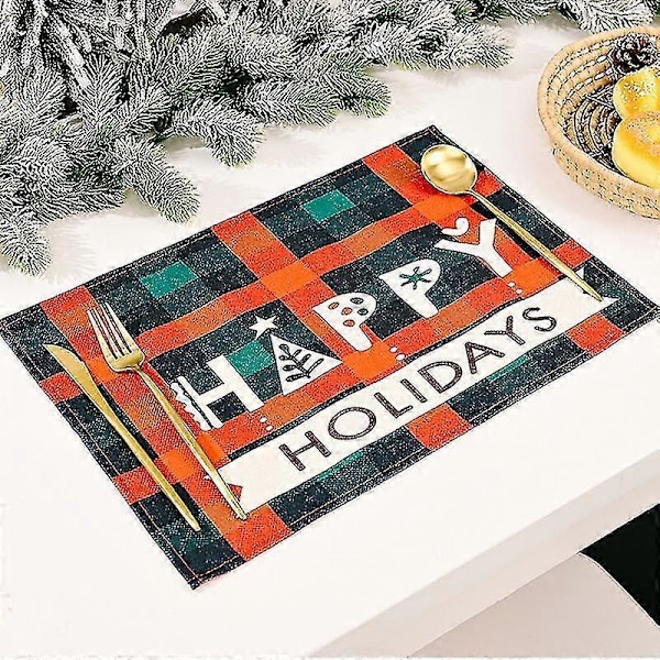 Julebordsmåtte Klassisk Plaid Design Dekorativ Rektangulær