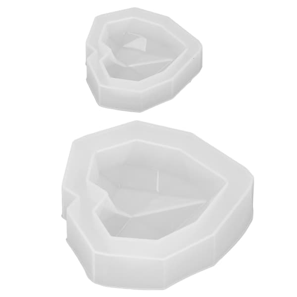 2 stk silikonform non-stick speil geometrisk hjerteform DIY krystall dråpelim silikonform smykker ornamenter