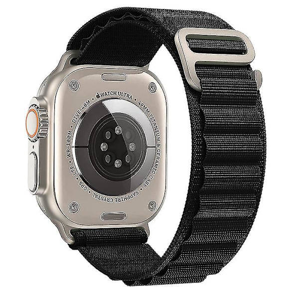 Alpine Loop Nylon Rem til Apple Watch Series 8/7/6/3/5 - Ultra Kompatibel Rem 38mm 40mm 41mm hvid-sort