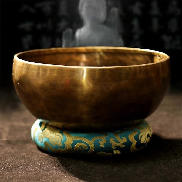 Stor Tibetansk Klangskål i Koppar, Nepalesisk Handgjord Buddhistisk Meditations Slagverksinstrument, Hemgåva