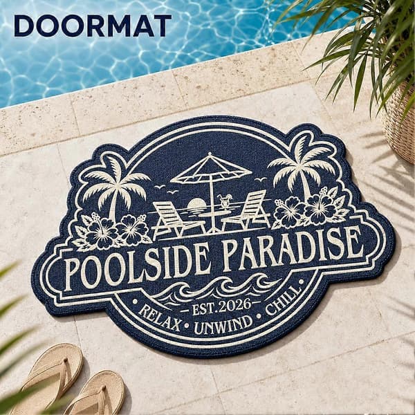 Dørmåtte i poolstil, velkomstmåtte i kunstfiber til terrasse og indgang Sort Black 60*90cm