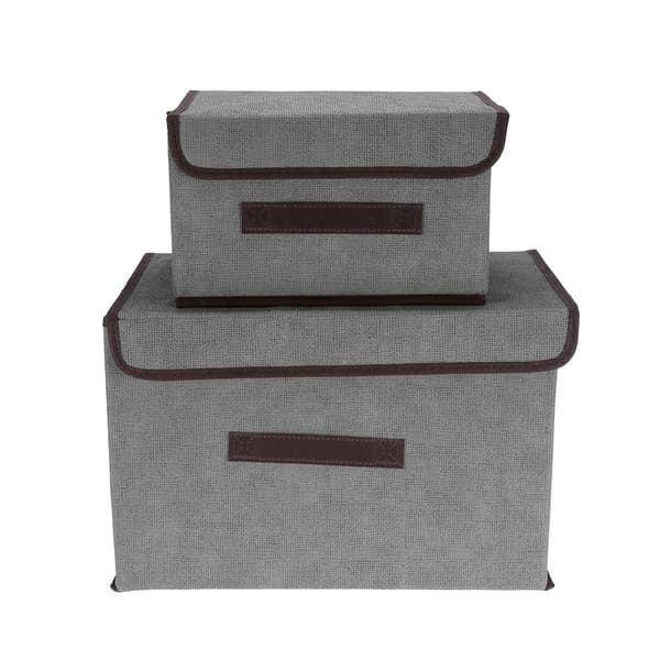 2 st / set hopfällbar förvaringslåda med lock för kläder böcker leksaker (grå)