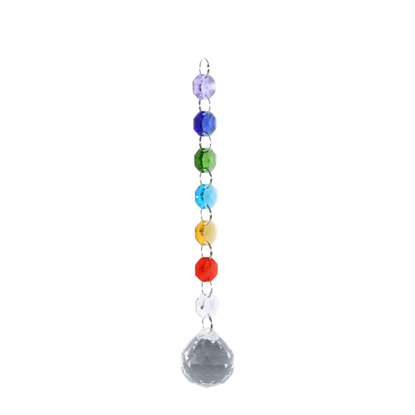 Hengende anheng Vindu Håndlaget Rainbow Crystal Prisms Ball Lysekrone Lampe Xmas Decor