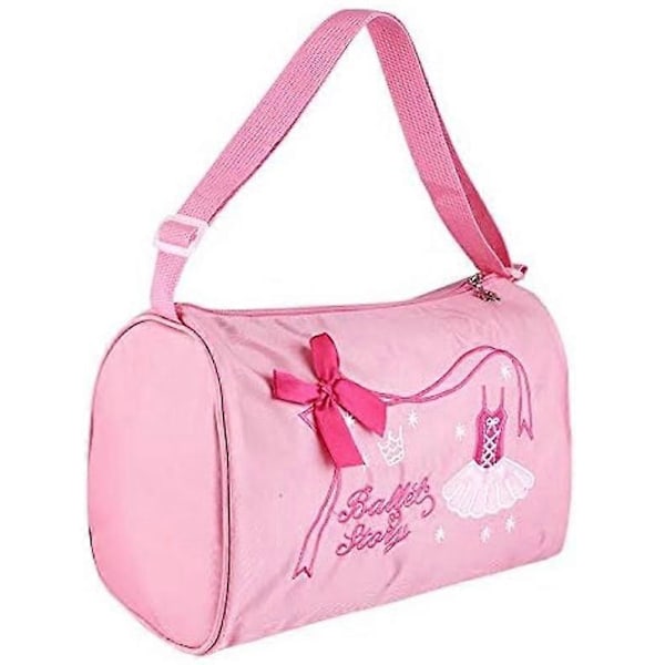 Ballettveske for barn, rosa, jentedans skulderveske brodert tote med justerbar stropp og enkel glidelås for ballett, dans, basketball