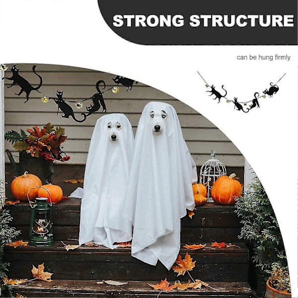 Halloween Musta Kissa Banneri Huopa Helistin 3D Kissa Seppele Ripustettavat Koristeet (musta) (2 kpl)