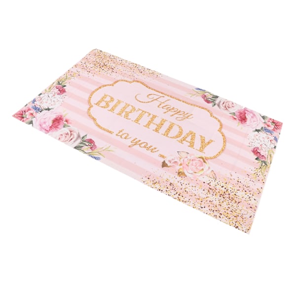 Rosa Grattis på födelsedagen Bakgrund 47,2 x 70,8 tum Blommönster Rosa födelsedagsbanner Vikbar, rivsäker födelsedagsbakgrund