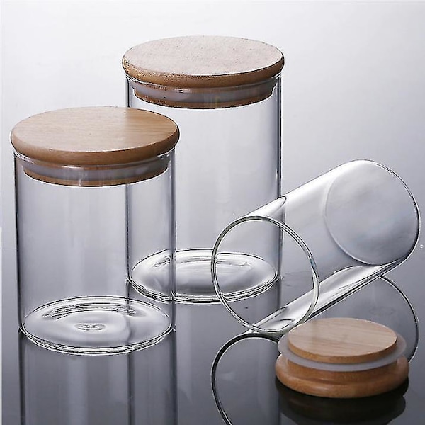 Glasburkar med lock - Set om 4, 10x15cm