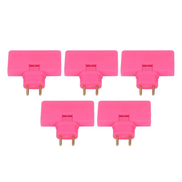 5 stk. EU-stikkontaktomformer trådløs 180 graders forlengelse 1 til 3 EU-pluggadapter 110-250V roserød