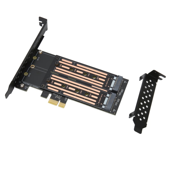 M.2 SATA SSD NGFF till PCIe-adapter Upp till 6 Gbps NCQ MSI-stödd Plug and Play Dubbel M.2 PCIe-adapter för stationära chassi