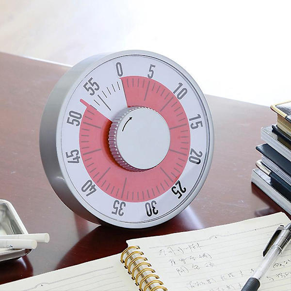 Visuell Timer: 60 Minuter - Perfekt för Undervisning, Samlingar, Matlagning och Arbete - Magnetisk Bakgrund, Vikbara Ben, Hänghål - Röd