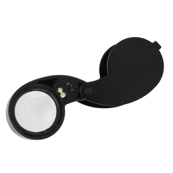 40X Forstørrelsesglass Lupp LED-lys Høytransmitterende Bærbare Juveler Lupp med aluminiumslegeringsskall for eldre Svart