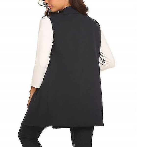 Ærmeløs sort revers blazer vest XL