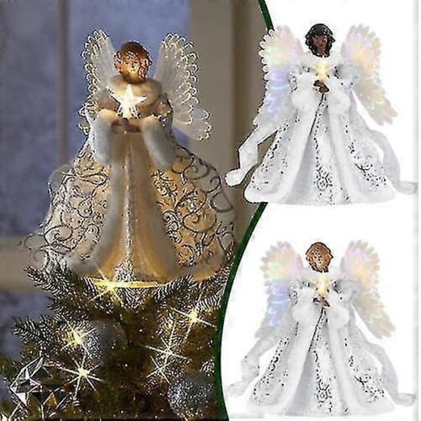 Juletræstop Engel Fe - 25 cm Festlig Juletræstop Ornament Sort