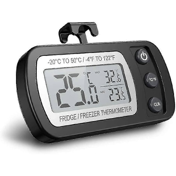 Digital Kylskåpstermometer, Vattentät Frysskåpstermometer Med Krok, Lättläst LCD-Display, Max/min Registreringsfunktion, Perfekt För Hem, Restauranger A